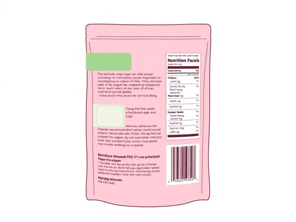 Illustration of a cat food pouch showing where the ingredients and nutrition panels sit
